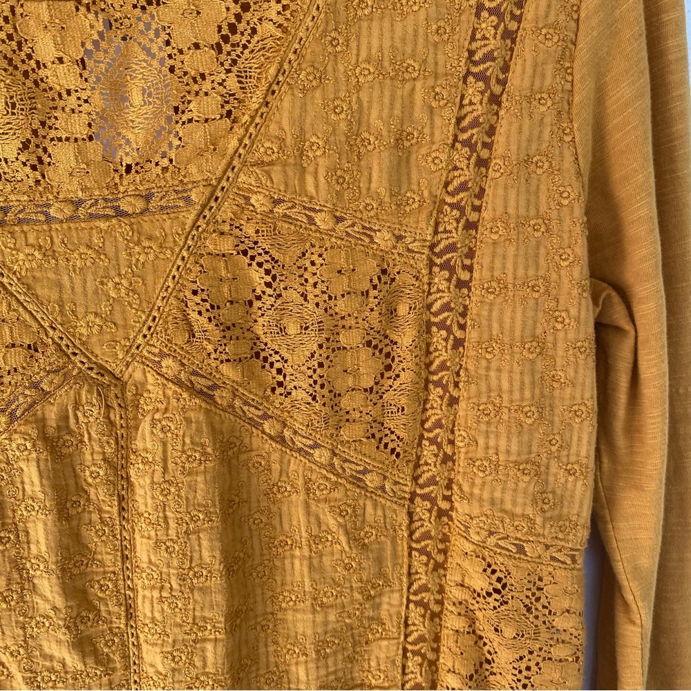 Anthropologie Eze Sur Mer Gold Yellow Piana Eyelet Top 100% Cotton Sz M $78 NWT - Picture 14 of 15